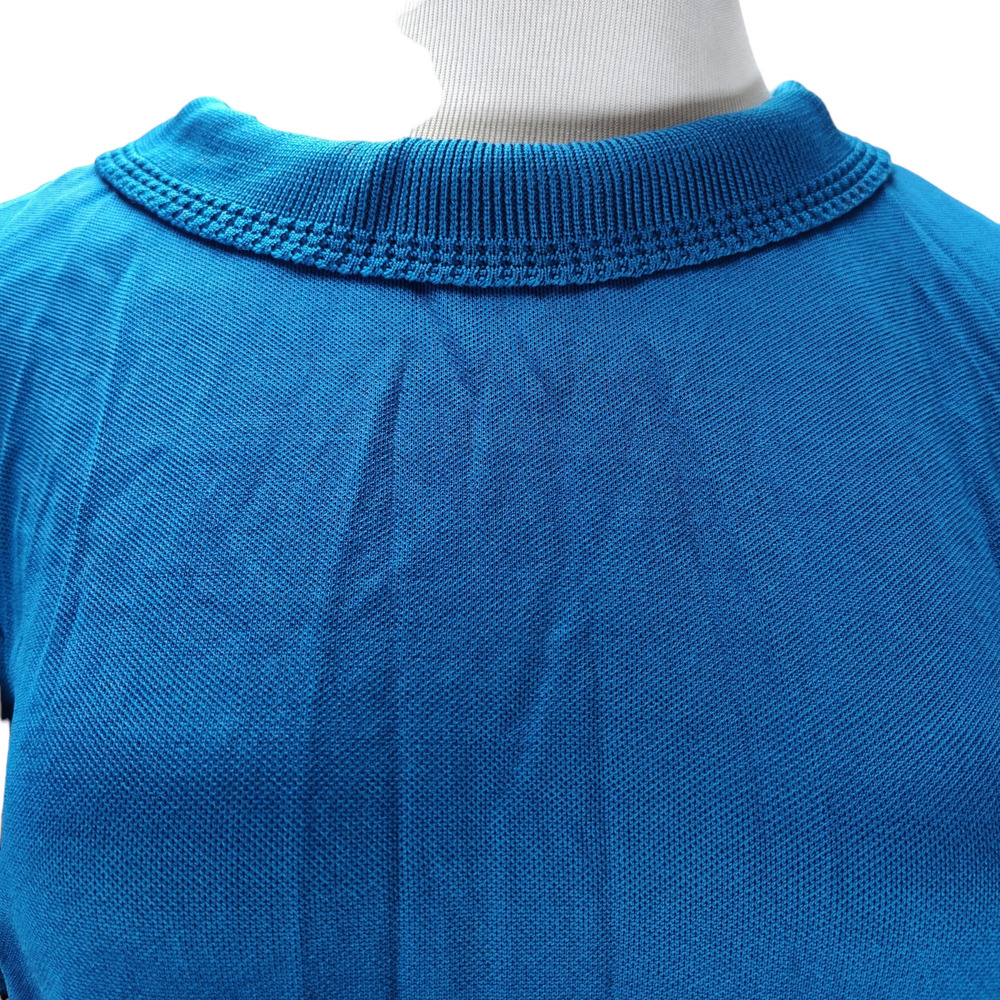 Vintage 60s Mod Knit Shift Dress Blue Union Made Rolled Collar Size XL - Picture 5 of 13